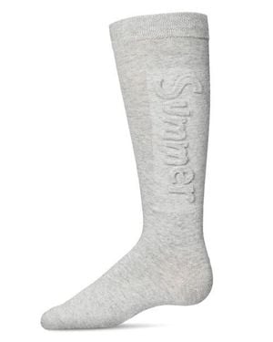 Memoi Embossed Summer Knee-High Socks - Gray
