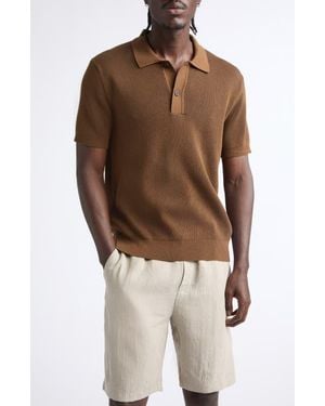 Sunspel Bicolor Cotton Rib Polo - Brown
