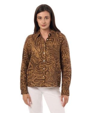 Equipment One Pocket Long Sleeve Linen Shirt - Brown