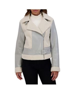 Andrew Marc Udall Faux Shearling Moto Jacket - Gray