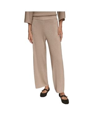 Donna Karan Ankle Wide Leg Sweater Pants - Natural