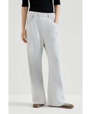 Brunello Cucinelli Cotton Smooth French Terry Pants - Metallic