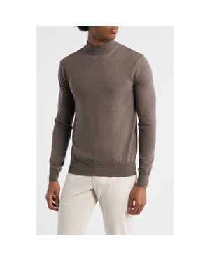 Aurélien Cashwool Mock Neck Sweater - Brown