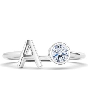 HauteCarat Lab Grown Diamond Letter Ring - Blue