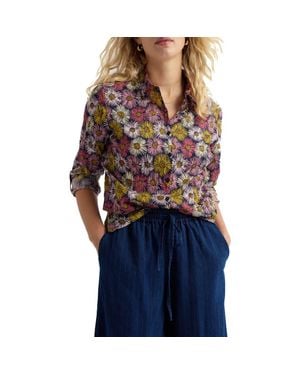 Seasalt Cornwall Larissa Crinkled Floral Organic Cotton Button-Up Shirt - Multicolor