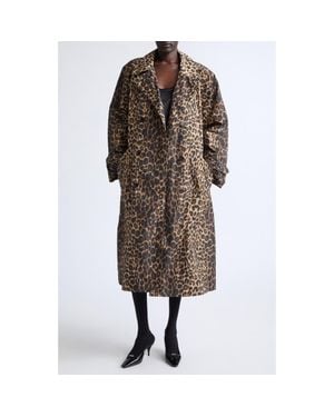 Saint Laurent Print Nylon Trench Coat - Brown