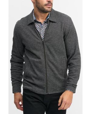 Robert Graham Dorven Classic Fit Cotton Knit Zip-Up Top - Gray