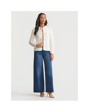 Misook Relaxed Lightweight Soft Tweed Knit Jacket - Natural