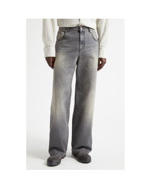 Séfr Mass Distressed Relaxed Straight Leg Jeans - Gray
