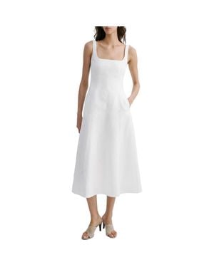Mango Sleeveless A-Line Midi Dress - White