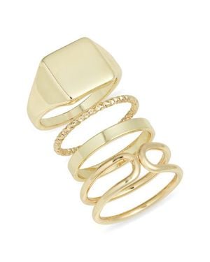 Nordstrom Set Of 4 Polished Rings - Metallic