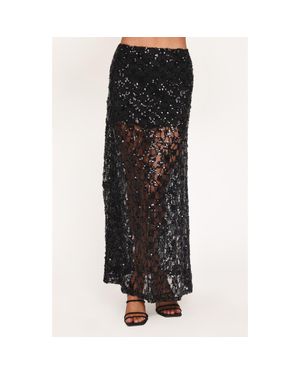 Petal & Pup Yonder Sequin Lace Maxi Skirt - Black