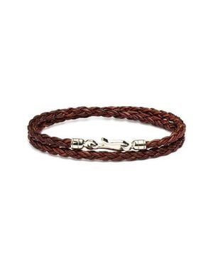 Caputo & Co. Double Wrap Braided Leather Bracelet - Brown