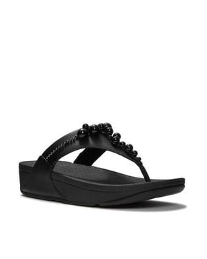 Fitflop Lulu Beaded Toe-Post Sandals - Black