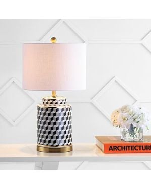 JONATHAN Y Ellie Tumbling Block Ceramic/Metal Led Table Lamp - White