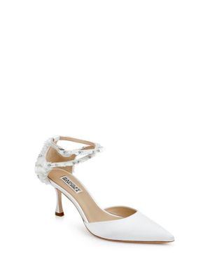 Badgley Mischka Venue Ankle Strap Pointed Toe Pump - White