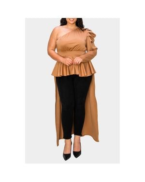 L I V D Nicolette One-Shoulder Peplum Top - Black
