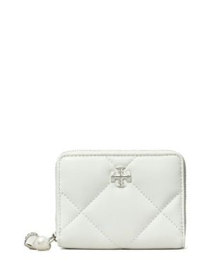 Tory Burch Kira Diamond Quilted Leather Zip Wallet - White