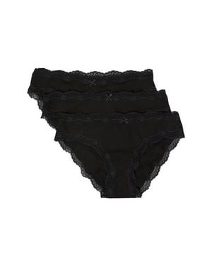 Etam 3-Pack Lace-Trimmed Bikini Panties - Black
