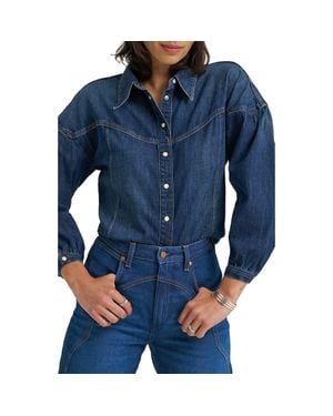 Wrangler Western Denim Snap-Up Shirt - Blue
