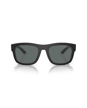 Prada Linea Rossa Ps01Zsf 56Mm Polarized Rectangle Sunglasses - Black