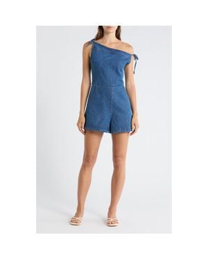 Petal & Pup Tatum Off The Shoulder Denim Romper - Blue