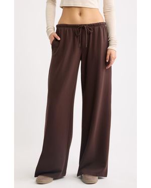 BP. Narrow Waistband Baggy Wide Leg Sweatpants - Brown