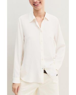 Emme Silk Blend Long Sleeve Shirt - Natural