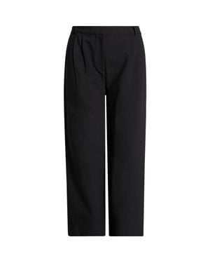 Open Edit Icon Wide Leg Pleated Pants - Black