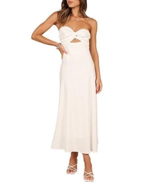 Petal & Pup Rosetta Cutout Cotton & Linen Strapless Dress - Natural