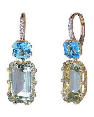 Kahn High Jewelry Amethyst & Swiss Topaz Earrings With Diamonds - Blue