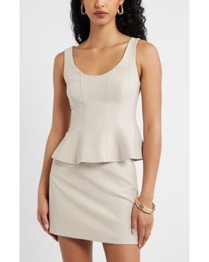 Open Edit Icon Twill Peplum Top - White