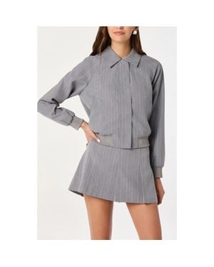 Astr Pinstripe Flight Jacket - Gray