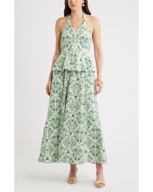 Chelsea28 Peplum Halter Dress - Natural
