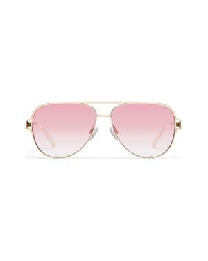 Quay High Key Twist 60Mm Gradient Aviator Sunglasses - Pink