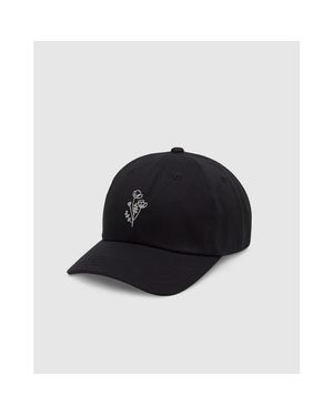 Tentree Flower Embroidery Peak Hat - Black