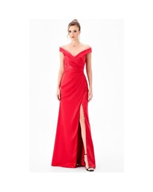 Bariano Aliana Off Shoulder Gown - Red