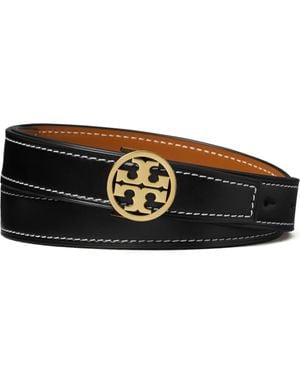 Tory Burch 1-Inch Miller Reversible Leather Belt - Black