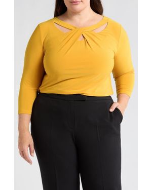 Kasper Twist Neck Cutout Top - Yellow