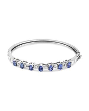 Haus of Brilliance 14K Tanzanite And 1/4 Cttw Diamond Bangle - Blue