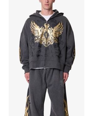 MNML Oversize Foil Cotton Zip Hoodie - Gray