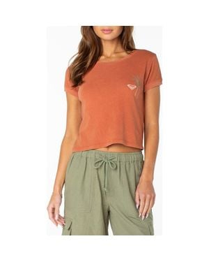 Roxy Spanish Summer Crop Graphic T-Shirt - Red