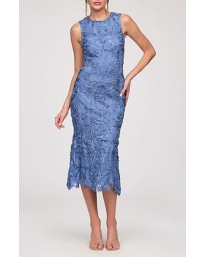 JS Collections Meli Soutache Cocktail Midi Dress - Blue