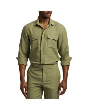 Ralph Lauren Silk & Linen Button-Up Shirt - Green