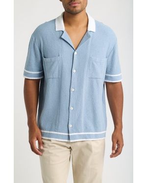 CHE Armando Knit Cotton Blend Camp Shirt - Blue