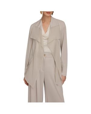 Donna Karan Mixed Media Open Front Jacket - Brown