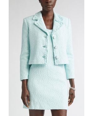 St. John Tape Tweed Crop Jacket - Blue