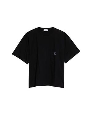 Versace Embroidered Cotton Jersey Pocket T-Shirt - Black