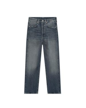 Fortela Unclejohn Japan Selvedge 5-Pocket High-Waist Pants Twisted Denim Pants - Blue