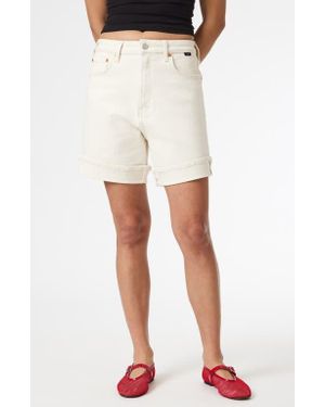 Mavi Heidi High Waist Cuffed Relaxed Denim Shorts - Natural